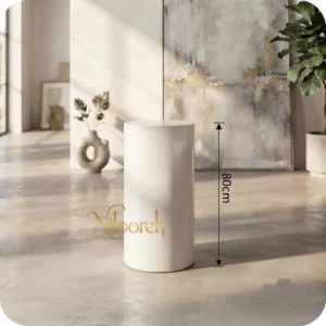 white-metal-cylinder-table-80-rental